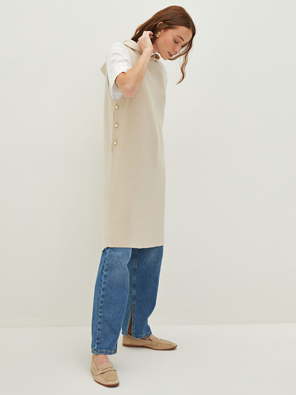 فستان تريكو بدون أكمام بكابوش للسيدات-2