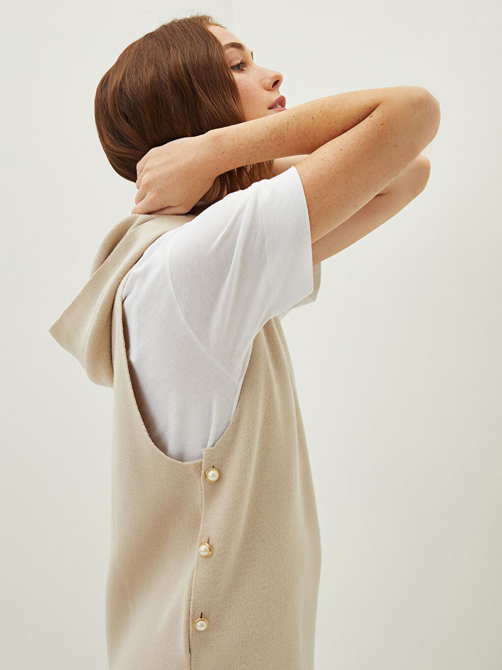 فستان تريكو بدون أكمام بكابوش للسيدات-3