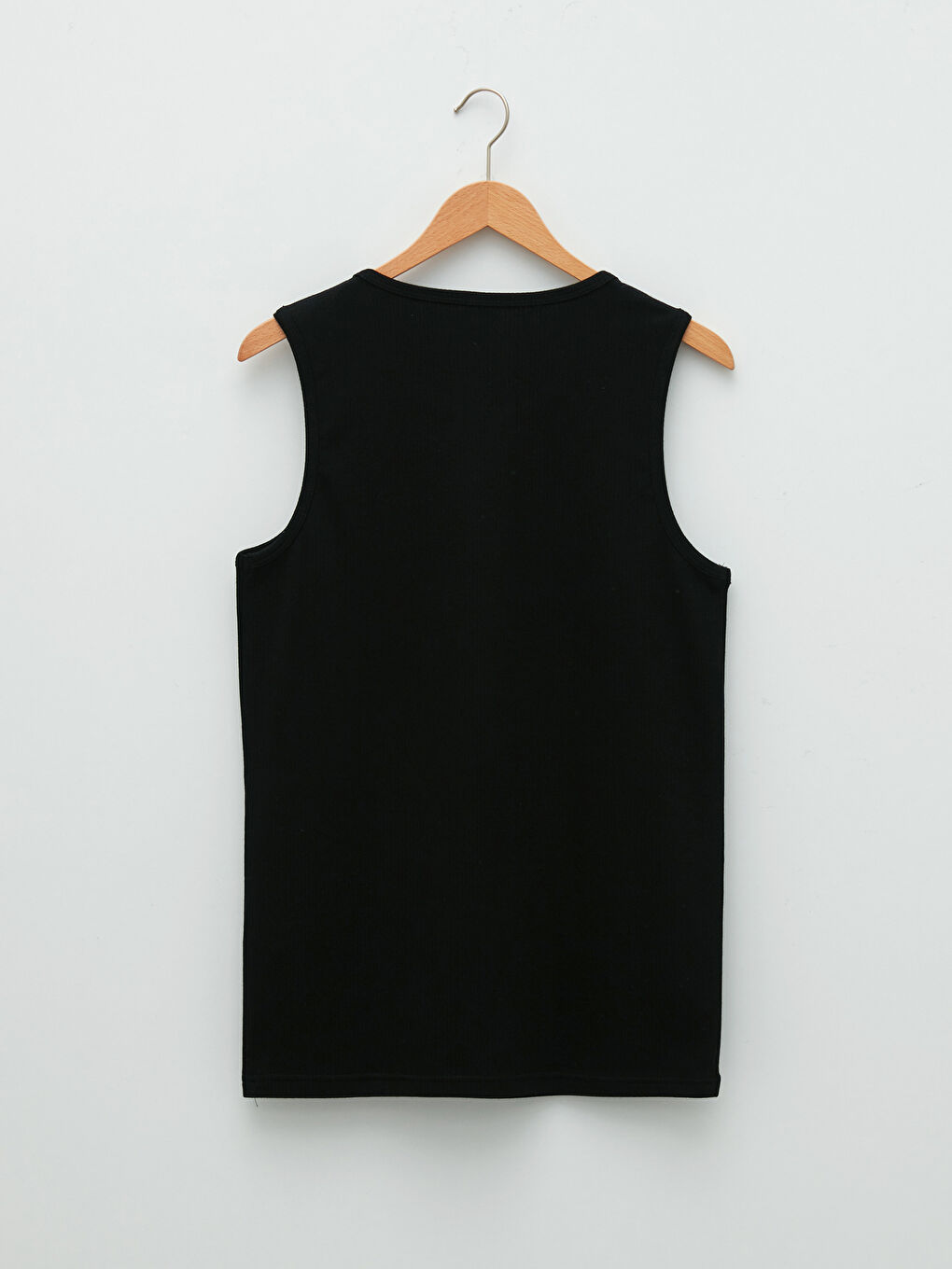 Siyah Bisiklet Yaka Basic Erkek Atlet-6