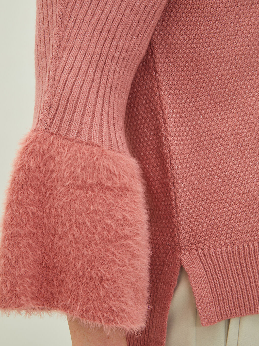 Crew Neck Self Patterned Long Sleeve Women's Knitwear Sweater-1