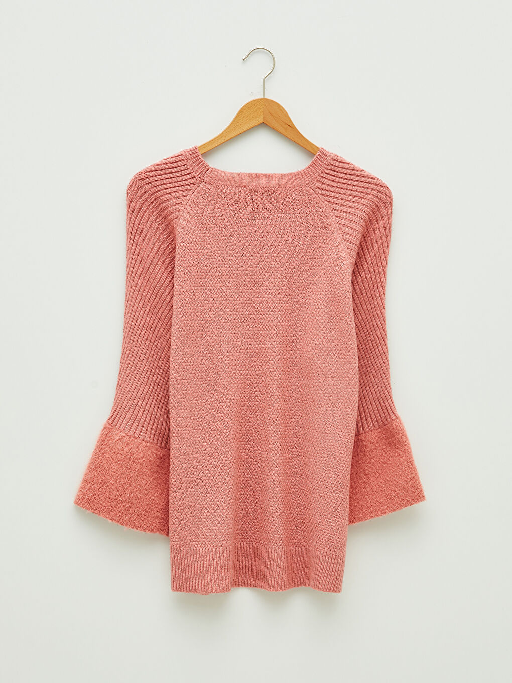 Crew Neck Self Patterned Long Sleeve Women's Knitwear Sweater-5