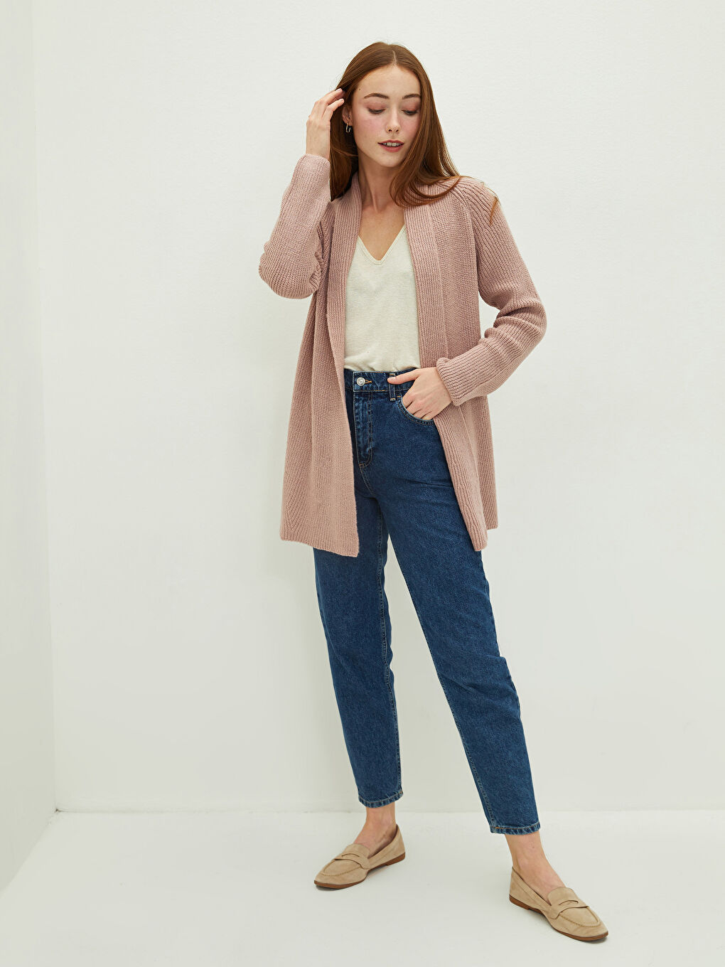 LCWAIKIKI Classic Schalkragen Schlicht Langarm Strickjacke für Damen -W1FT27Z8-LBY
