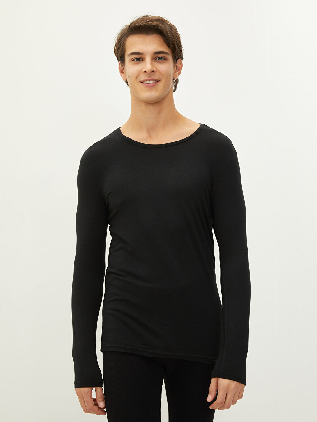 Ерлерге арналған ұзын жеңді дөңгелек жағалы майка-2