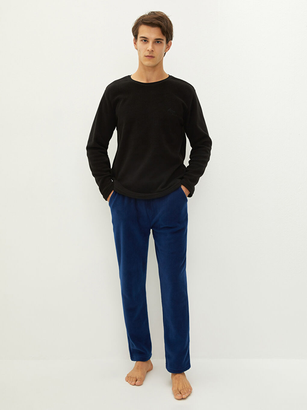 Ерлерге арналған ұзын жеңді дөңгелек жағалы майка-3