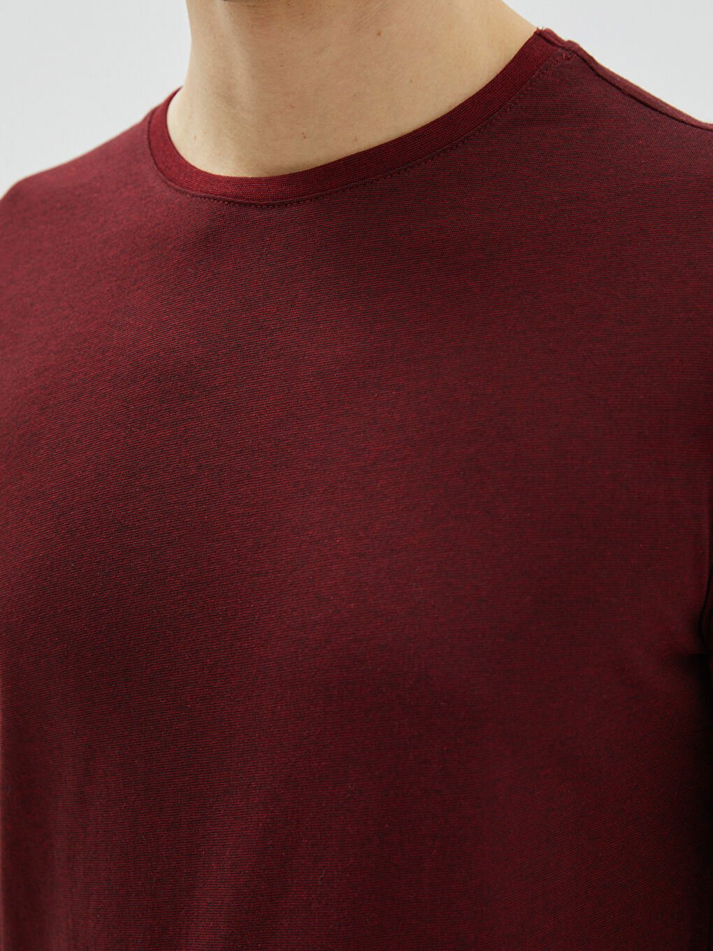 Bordo Bisiklet Yaka Uzun Kollu Erkek Pijama Üst-3