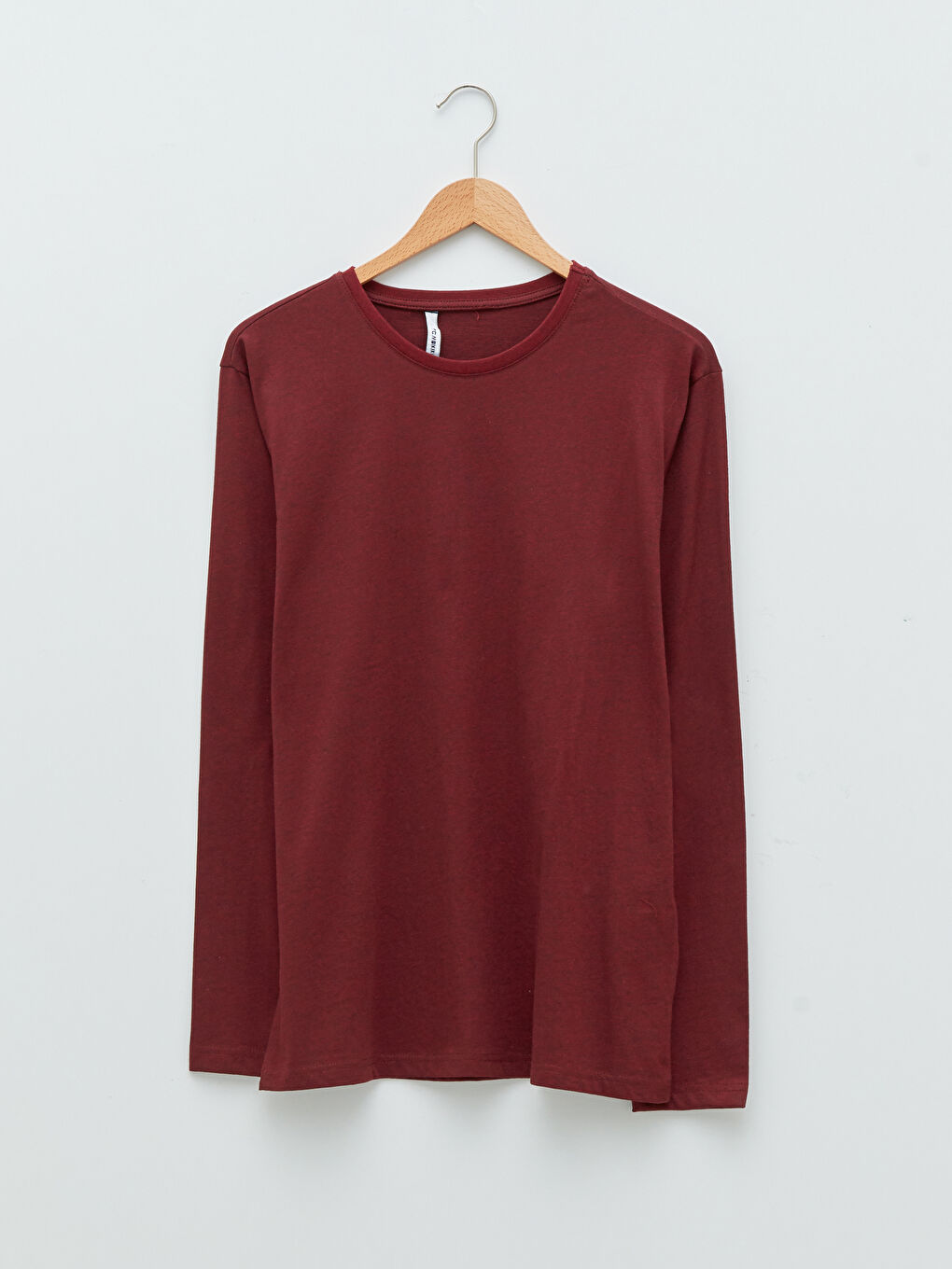 Bordo Bisiklet Yaka Uzun Kollu Erkek Pijama Üst-5