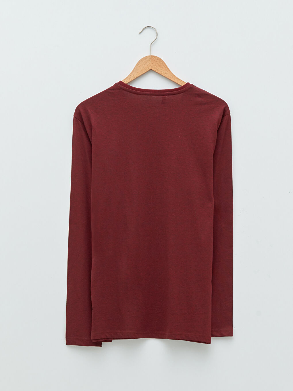 Bordo Bisiklet Yaka Uzun Kollu Erkek Pijama Üst-6