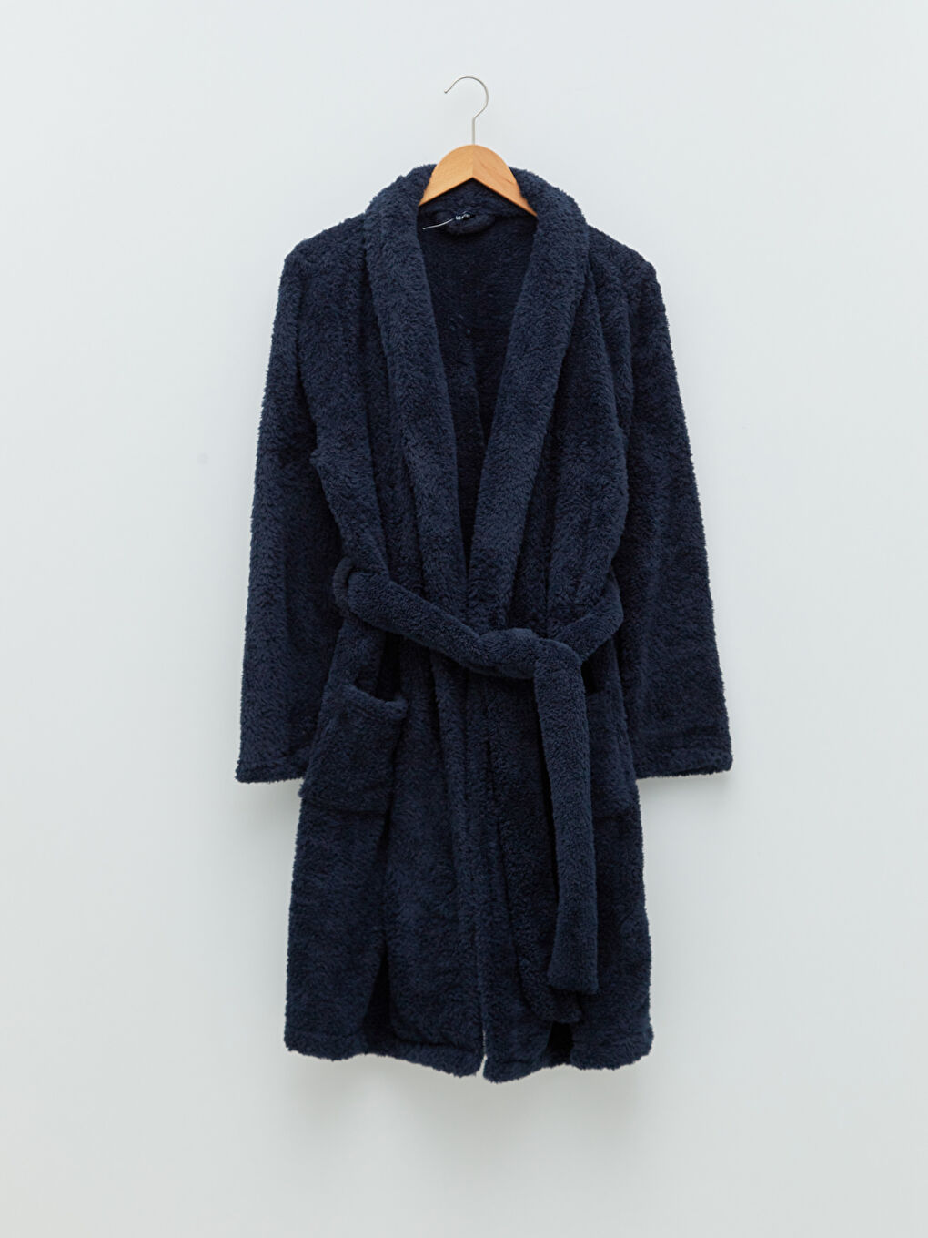 Double Breasted Collar Belted Plush Dressing Gown-5