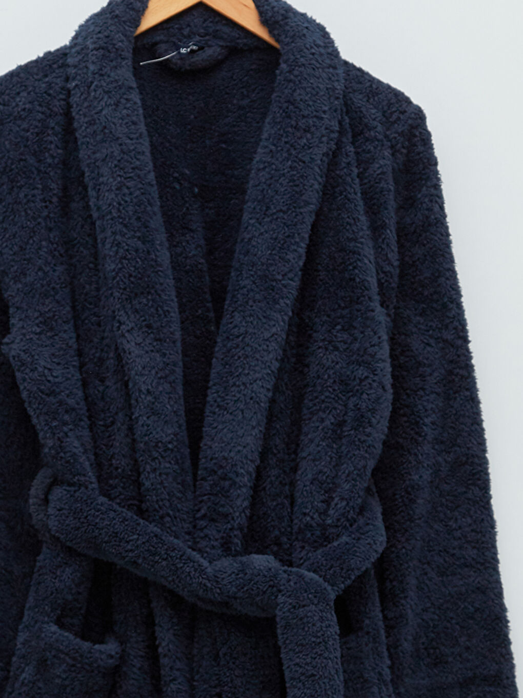 Double Breasted Collar Belted Plush Dressing Gown-7