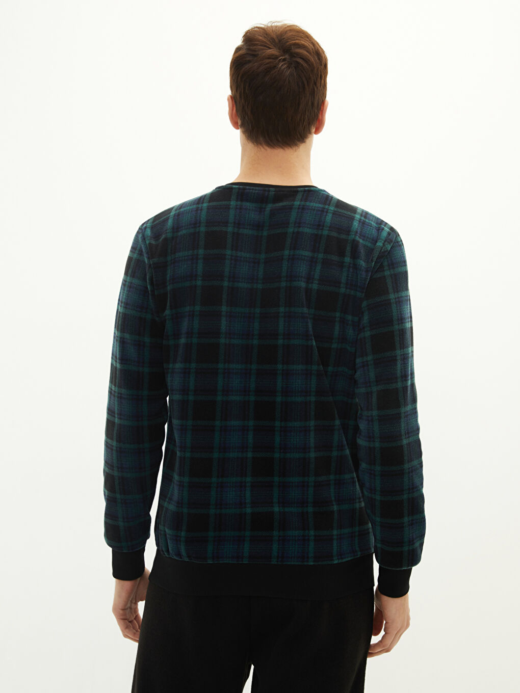 Standard Pattern Plaid Fleece Men's Pajama Top-4