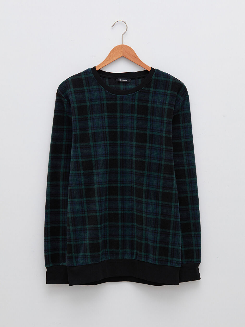 Standard Pattern Plaid Fleece Men's Pajama Top-5