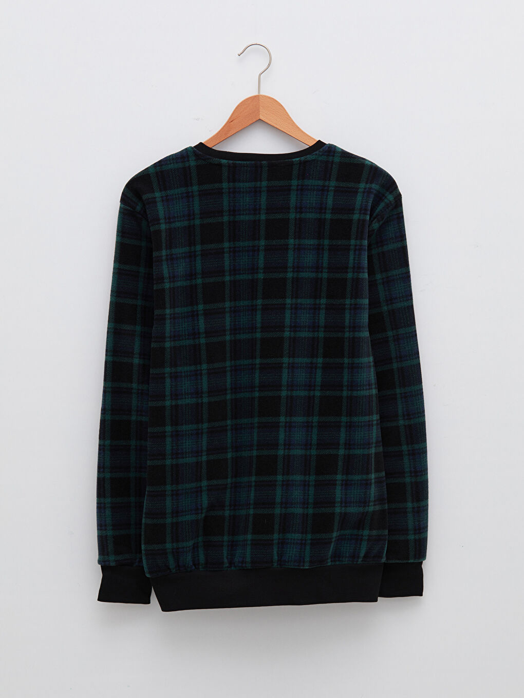 Standard Pattern Plaid Fleece Men's Pajama Top-6