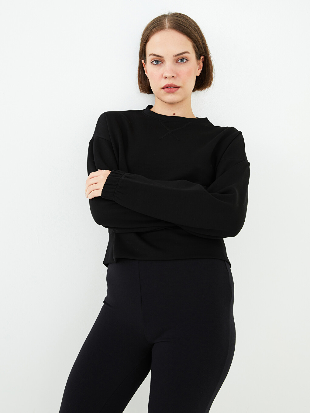 Crew Neck Plain Long Sleeve Women's Sweatshirt