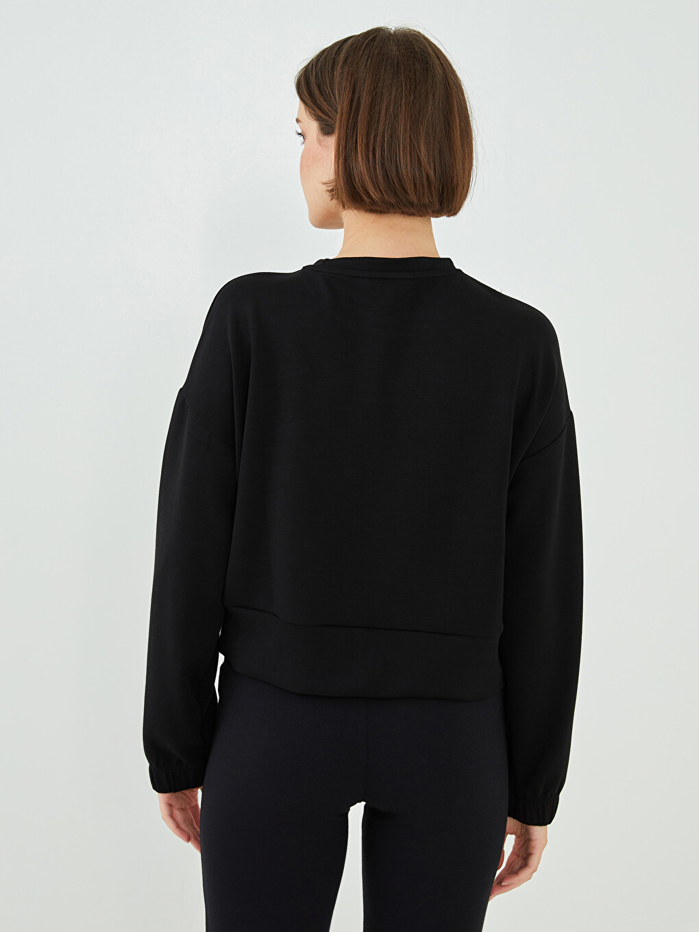 Crew Neck Plain Long Sleeve Women's Sweatshirt-4