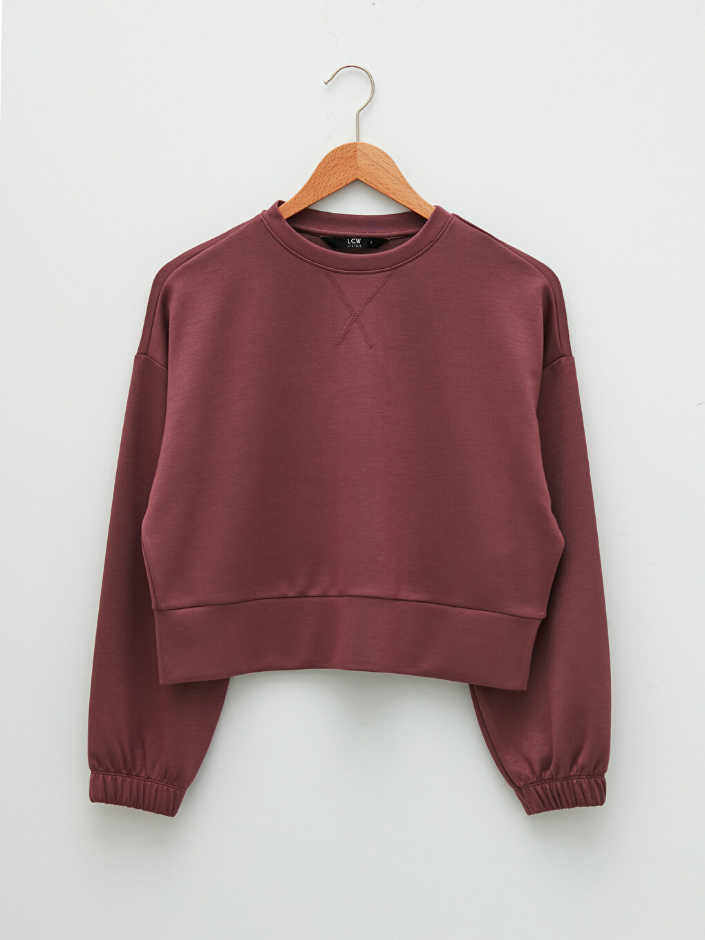 Crew Neck Plain Long Sleeve Women's Sweatshirt-5
