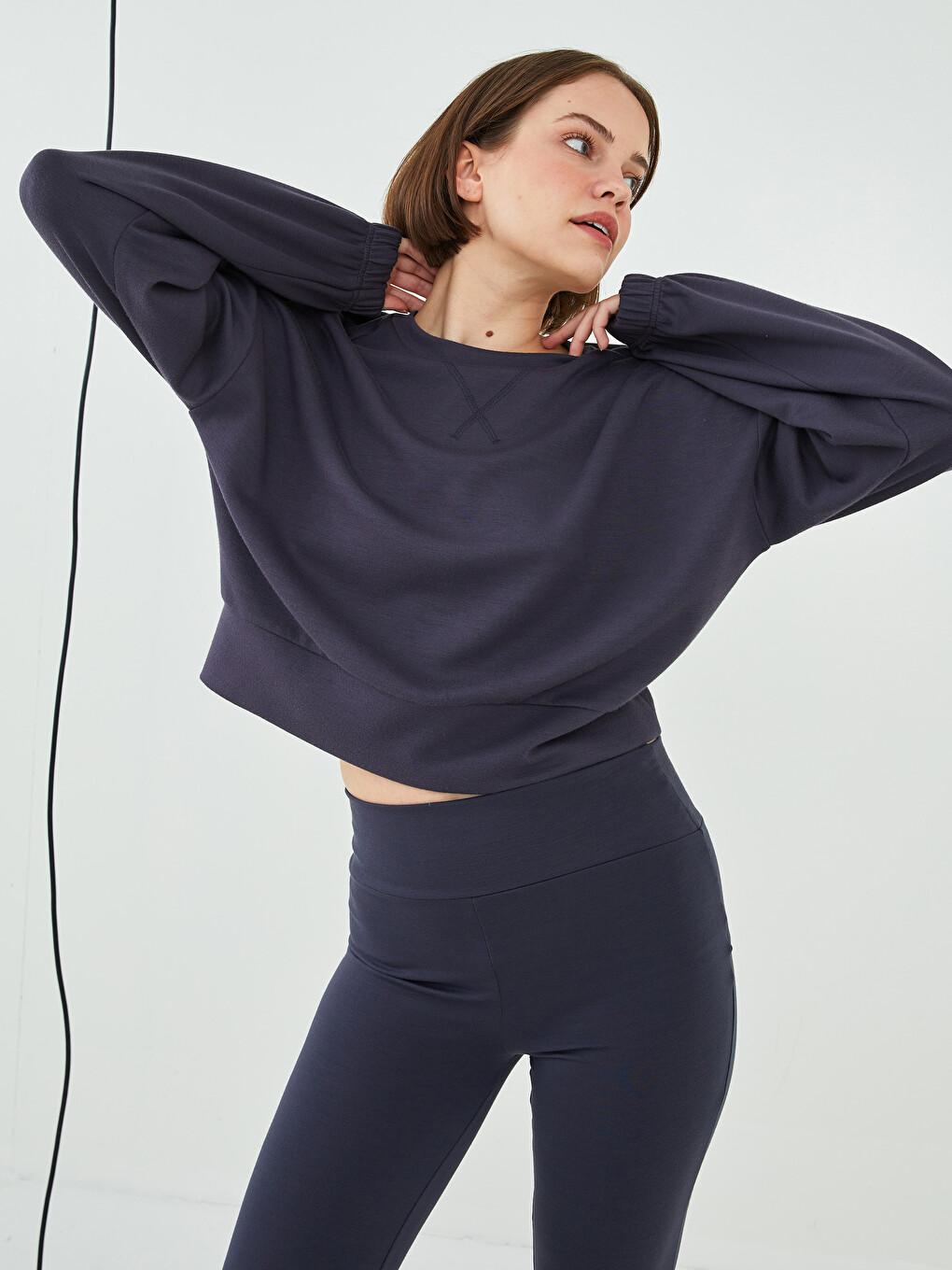 Crew Neck Plain Long Sleeve Women's Sweatshirt