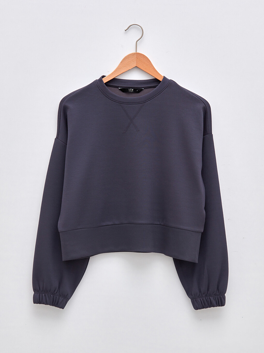 Crew Neck Plain Long Sleeve Women's Sweatshirt-4