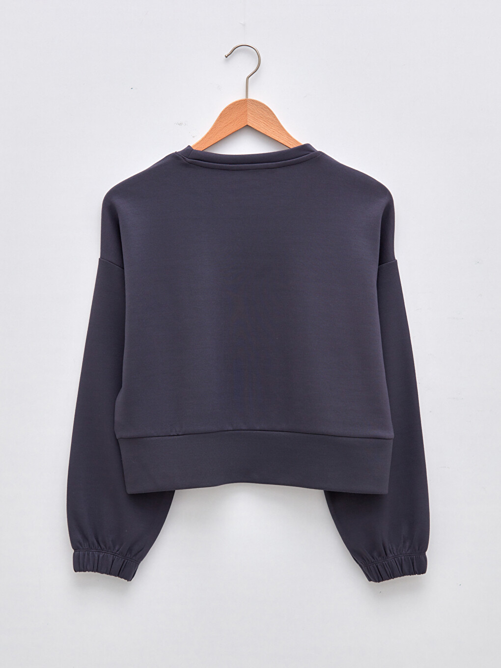Crew Neck Plain Long Sleeve Women's Sweatshirt-5