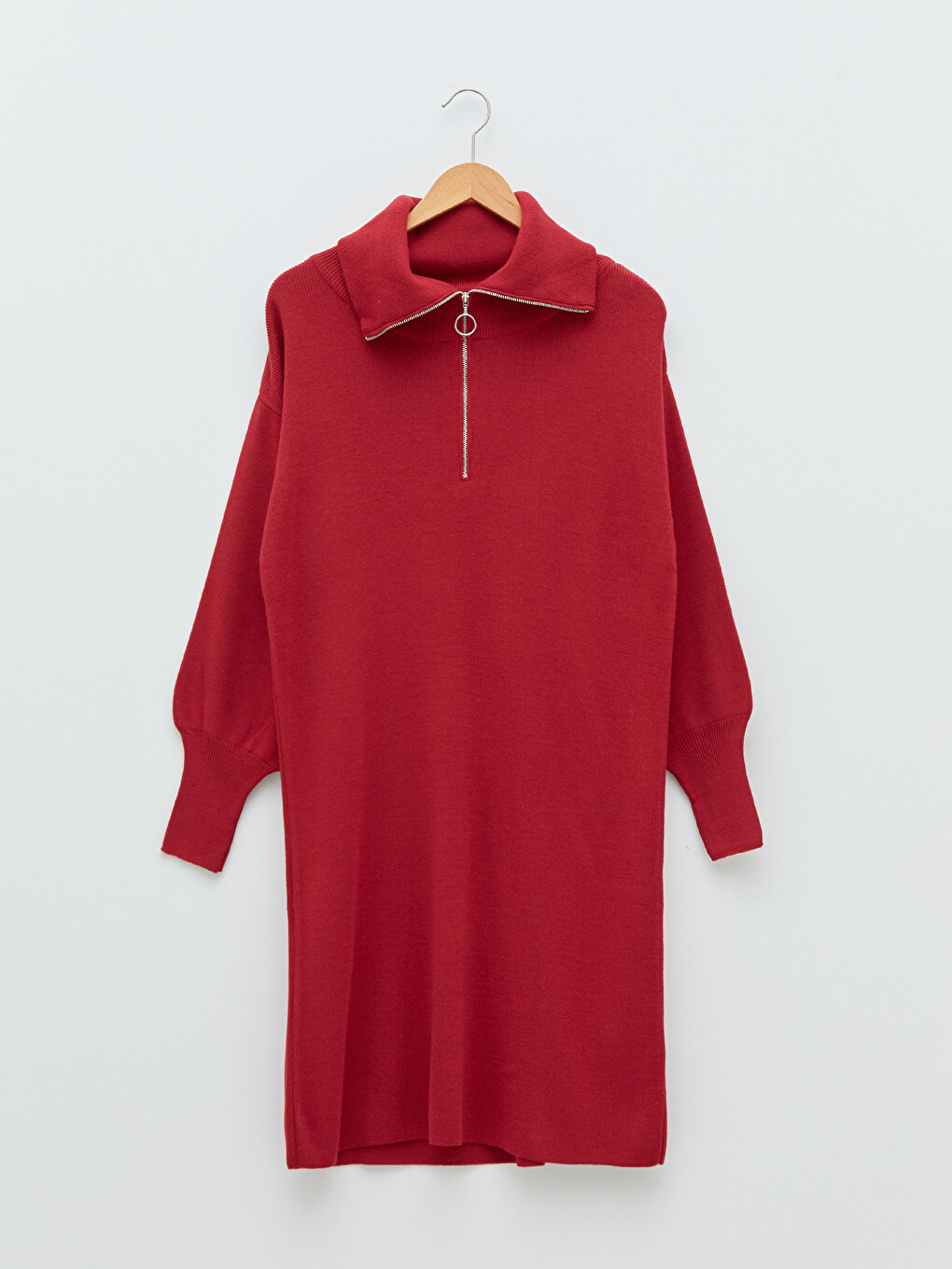 Shawl Collar Straight Long Sleeve Women's Knitwear Tunic-4