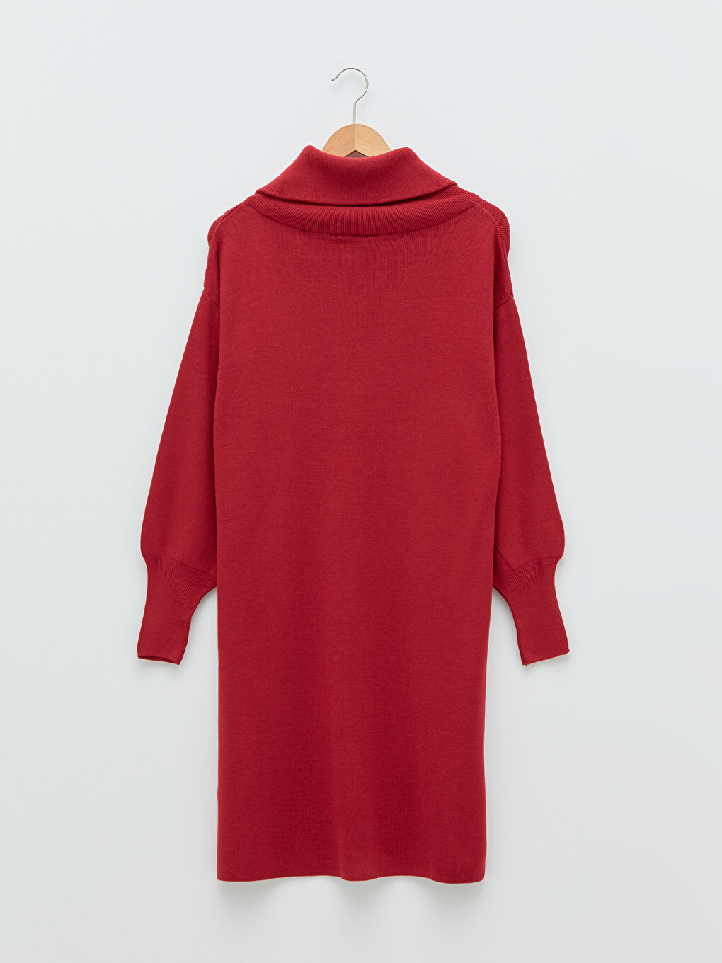 Shawl Collar Straight Long Sleeve Women's Knitwear Tunic-5