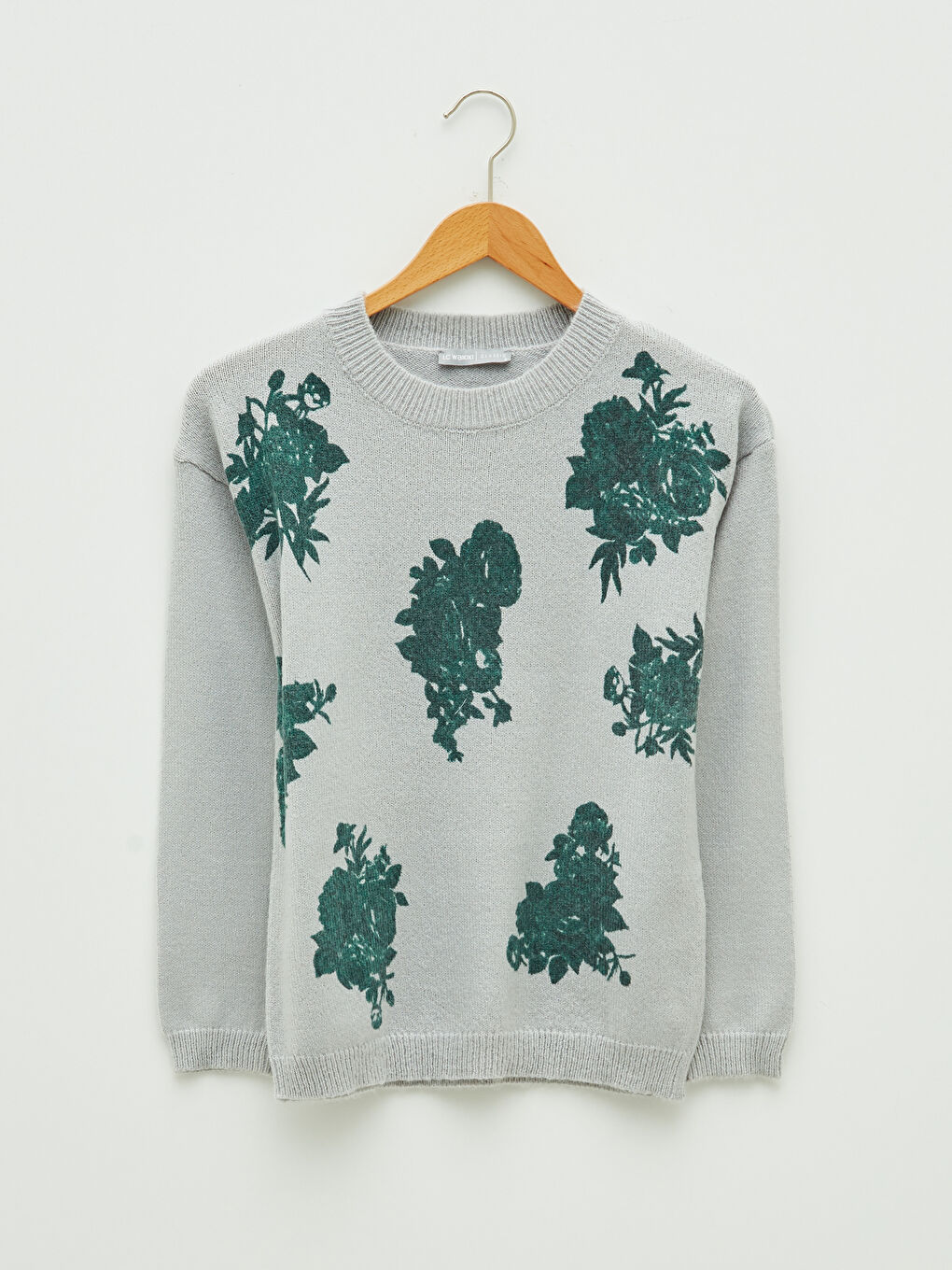 LCWAIKIKI Classic Crew Neck Printed Long Sleeve Women's Tricot Sweater -W1FT79Z8-D2X