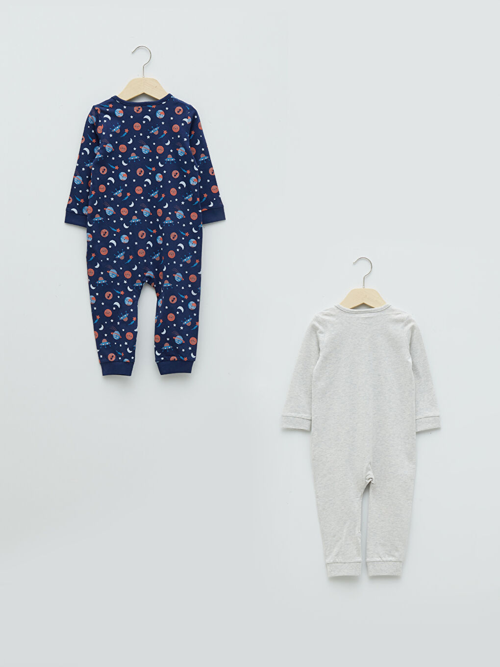Crew Neck Long Sleeve Printed Baby Boy Zipper Jumpsuit 2-Pack-1