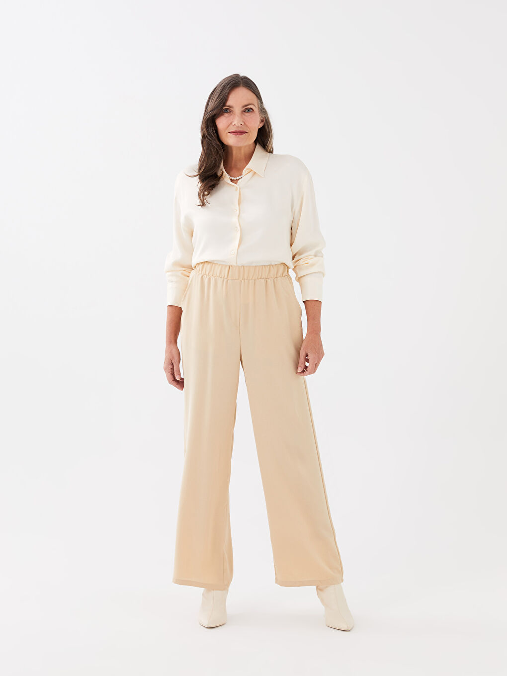 Women's Elastic Waist Plain Trousers