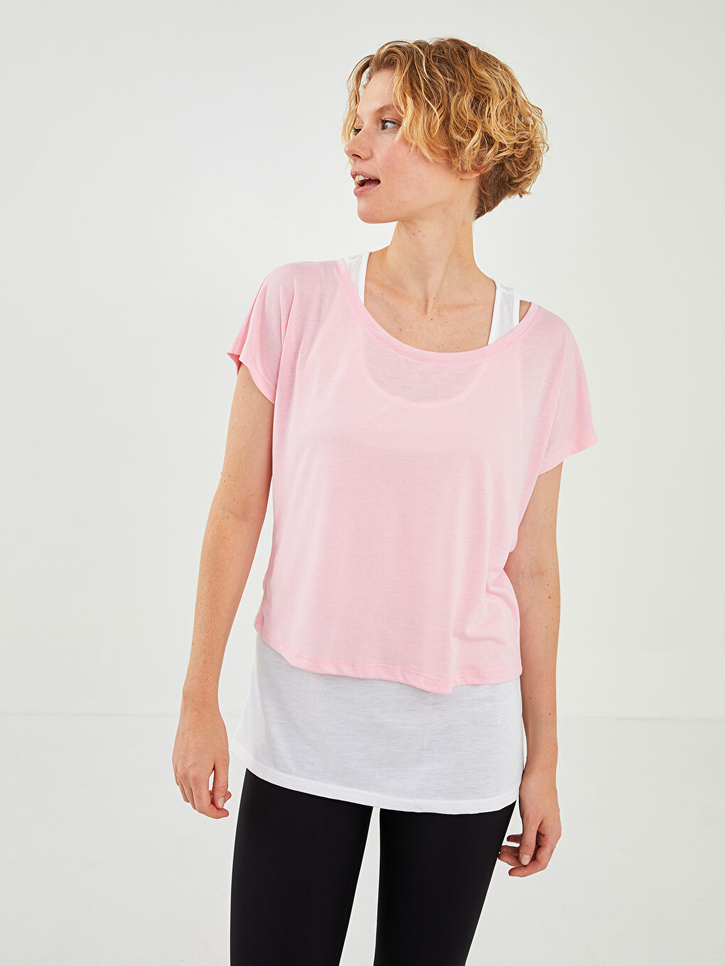 Crew Neck Straight Short Sleeve Women's Sports Athlete and T-Shirt-3