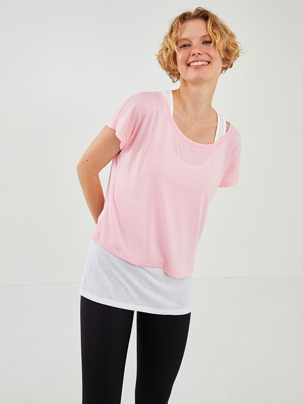 Crew Neck Straight Short Sleeve Women's Sports Athlete and T-Shirt-1