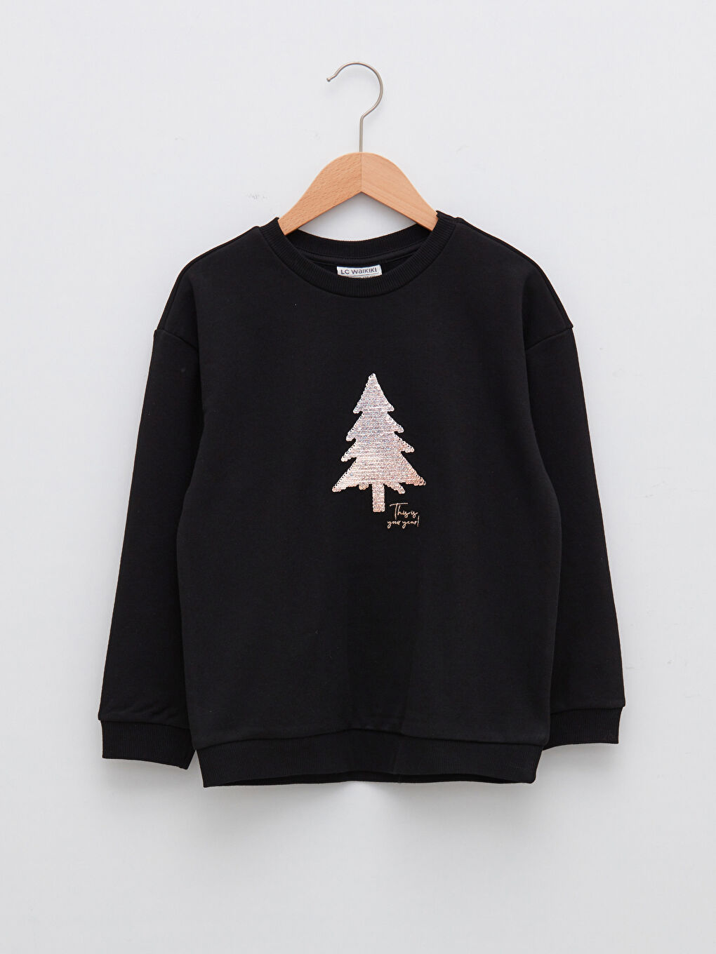 Crew Neck Sequin Long Sleeve Girl Sweatshirt