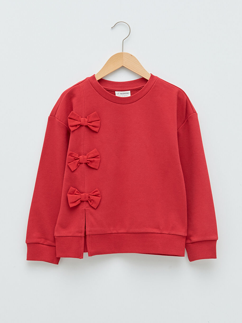 LCW Kids Crew Neck Bow Detailed Long Sleeve Girl's Sweatshirt -W1FV60Z4-HJR