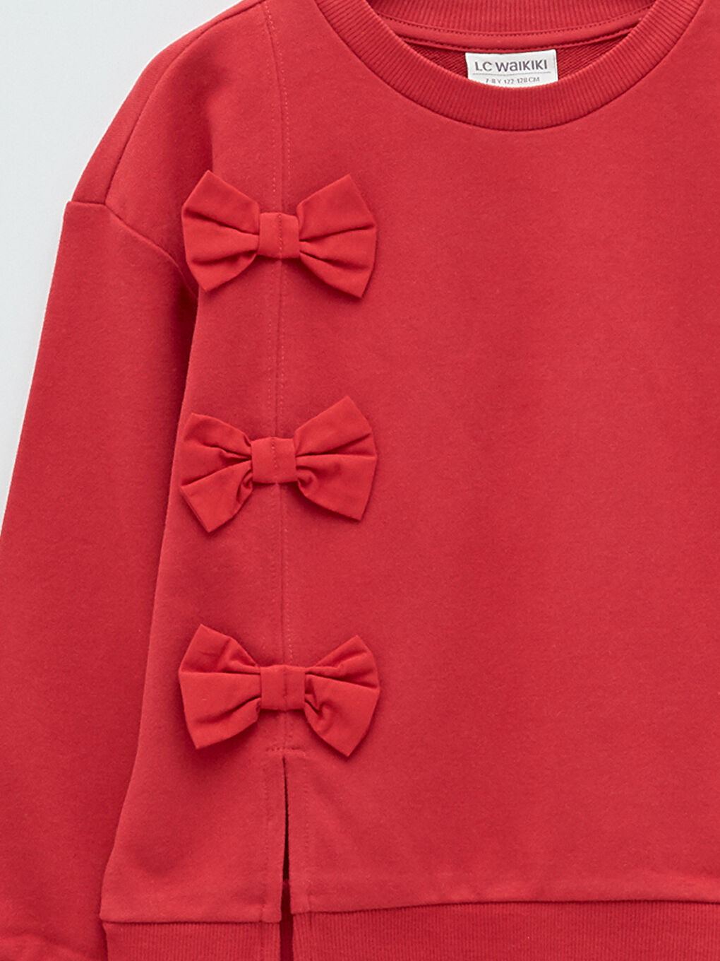 LCW Kids Crew Neck Bow Detailed Long Sleeve Girl's Sweatshirt -W1FV60Z4-HJR