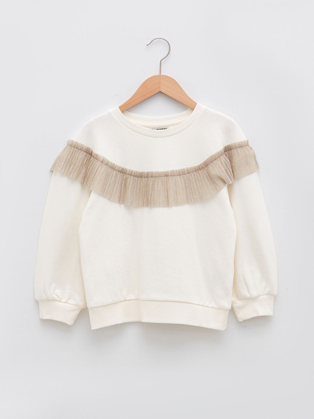 Rundhalsausschnitt Rüschen-Detail Langarm Mädchen-Sweatshirt