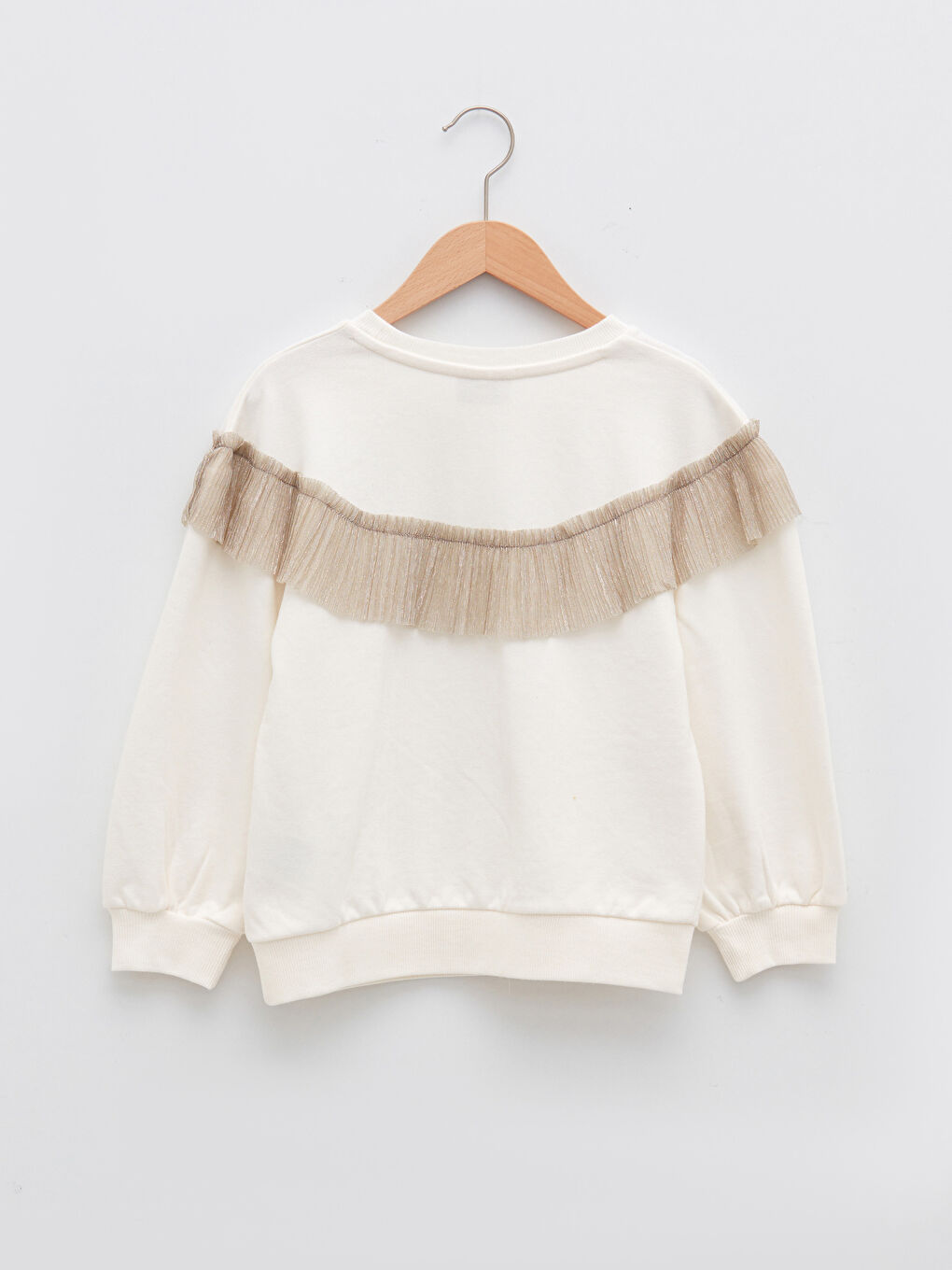 Rundhalsausschnitt Rüschen-Detail Langarm Mädchen-Sweatshirt-1