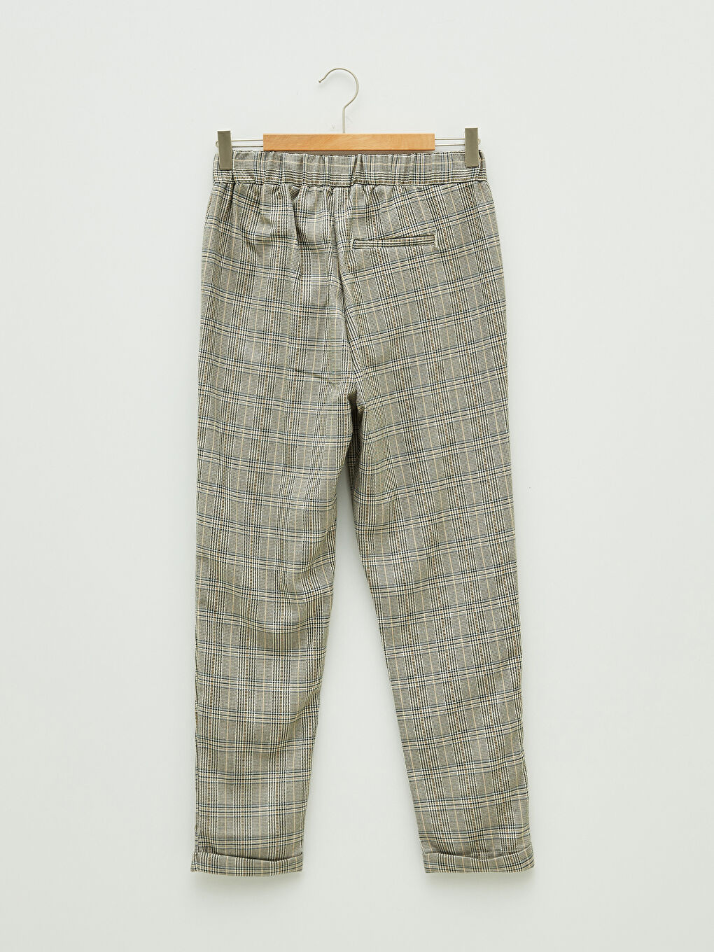 LCW Vision Elastic Waist Plaid Pocket Detailed Gabardine Fabric Women's Trousers -W1FY70Z8-LKN