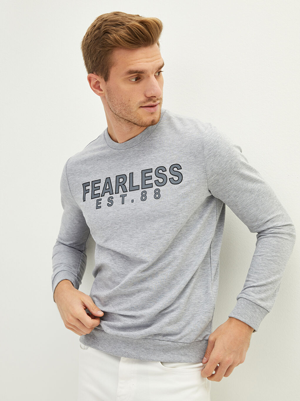 Rundhalsausschnitt Langarm Bedrucktes Herren-Sweatshirt-2