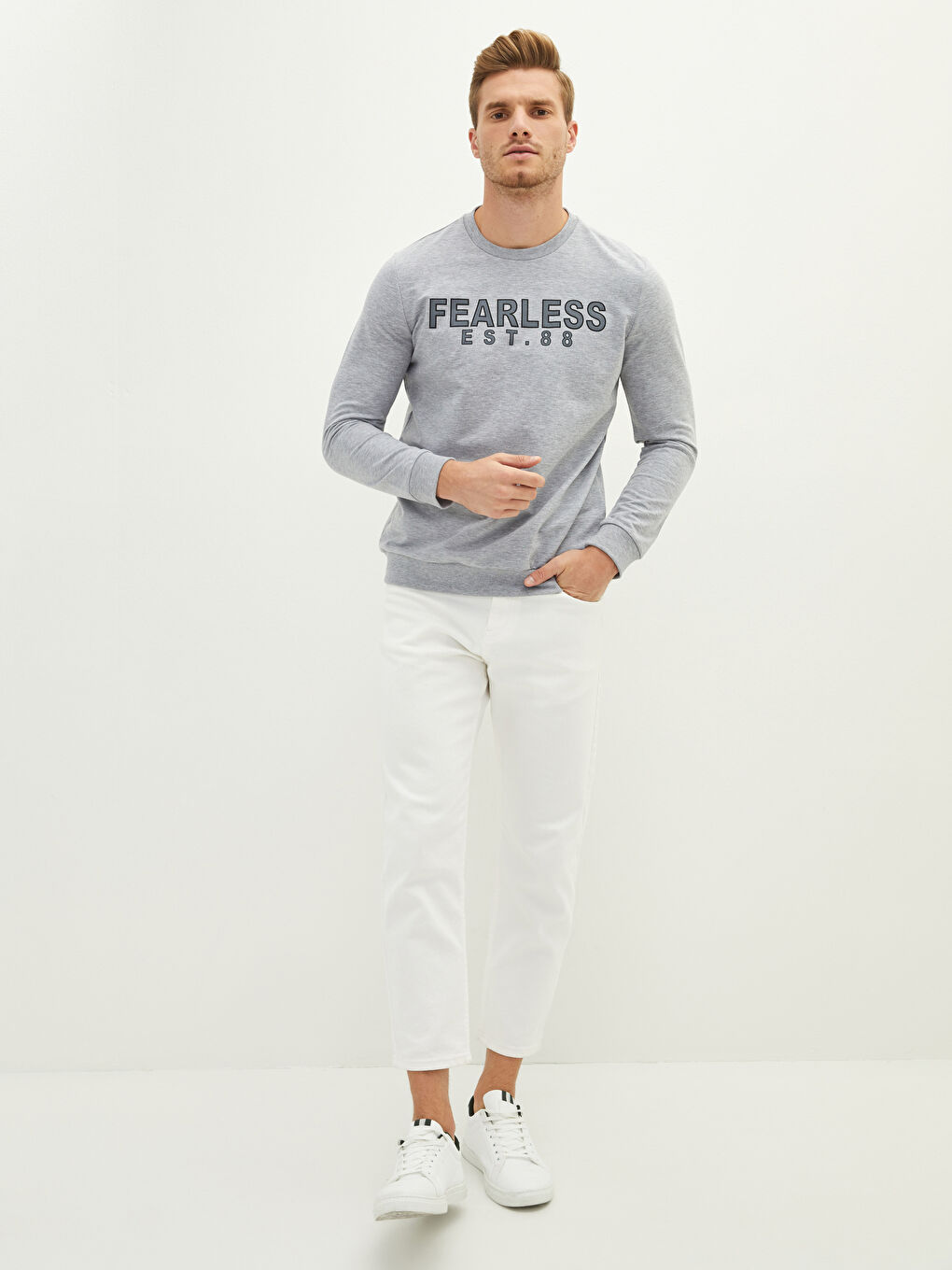 Rundhalsausschnitt Langarm Bedrucktes Herren-Sweatshirt-3