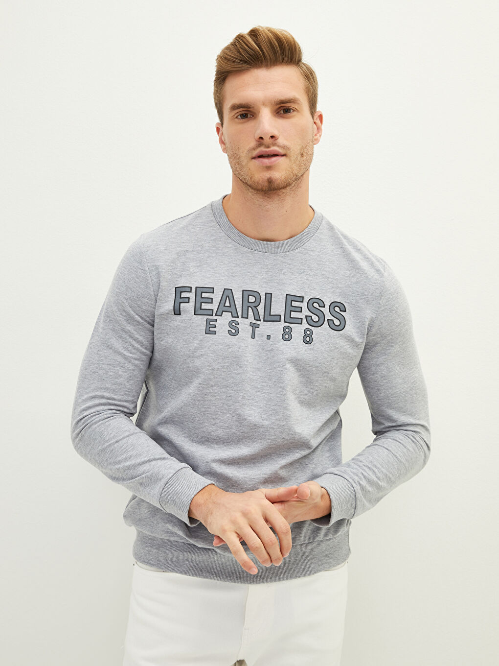 Rundhalsausschnitt Langarm Bedrucktes Herren-Sweatshirt-1