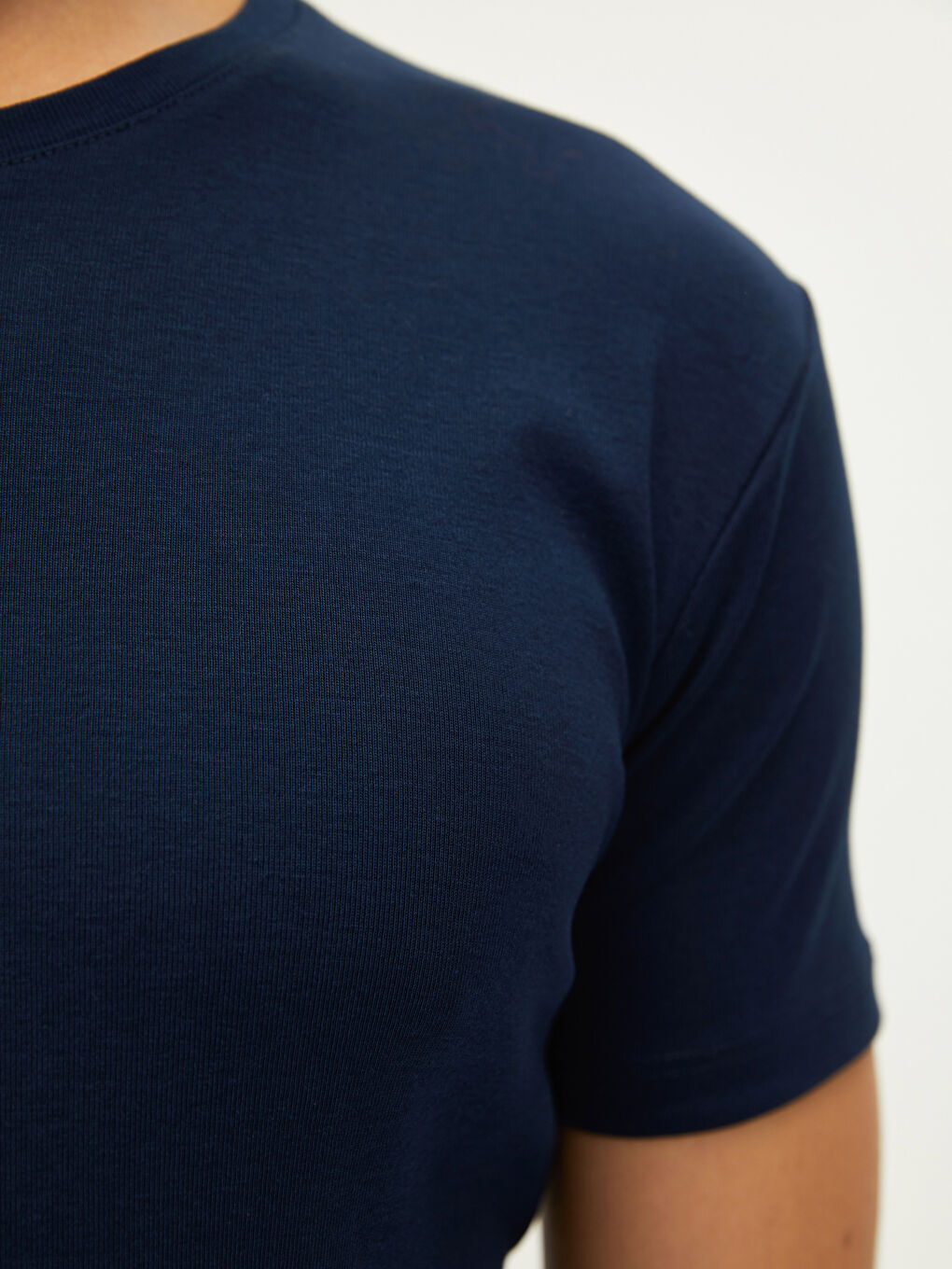 Lacivert Bisiklet Yaka Kısa Kollu Pamuklu Erkek Atlet-3