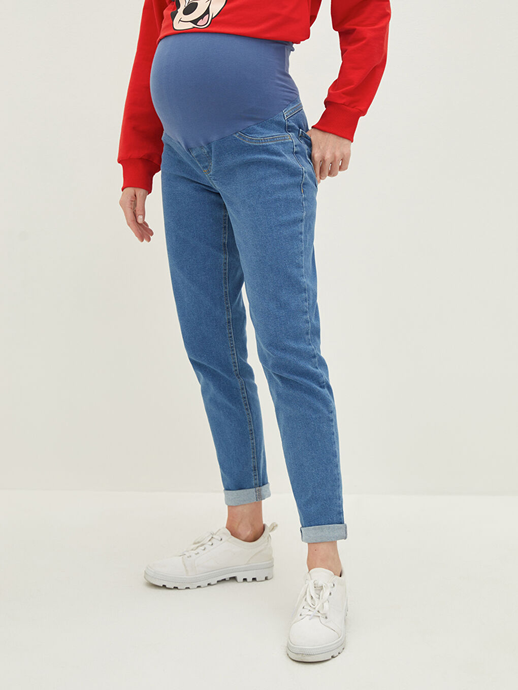 Τζιν Εγκυμοσύνης Rodeo με Κανονική Εφαρμογή, Κανονική Τσέπη και Λεπτομέρειες με Ψηλόμεσο Λάστιχο-3