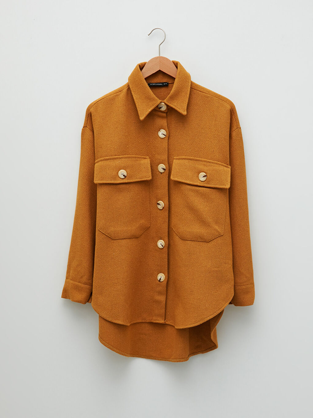 Sarı Önden Düğme Kapamalı Uzun Kollu Kadın Gömlek Ceket-6