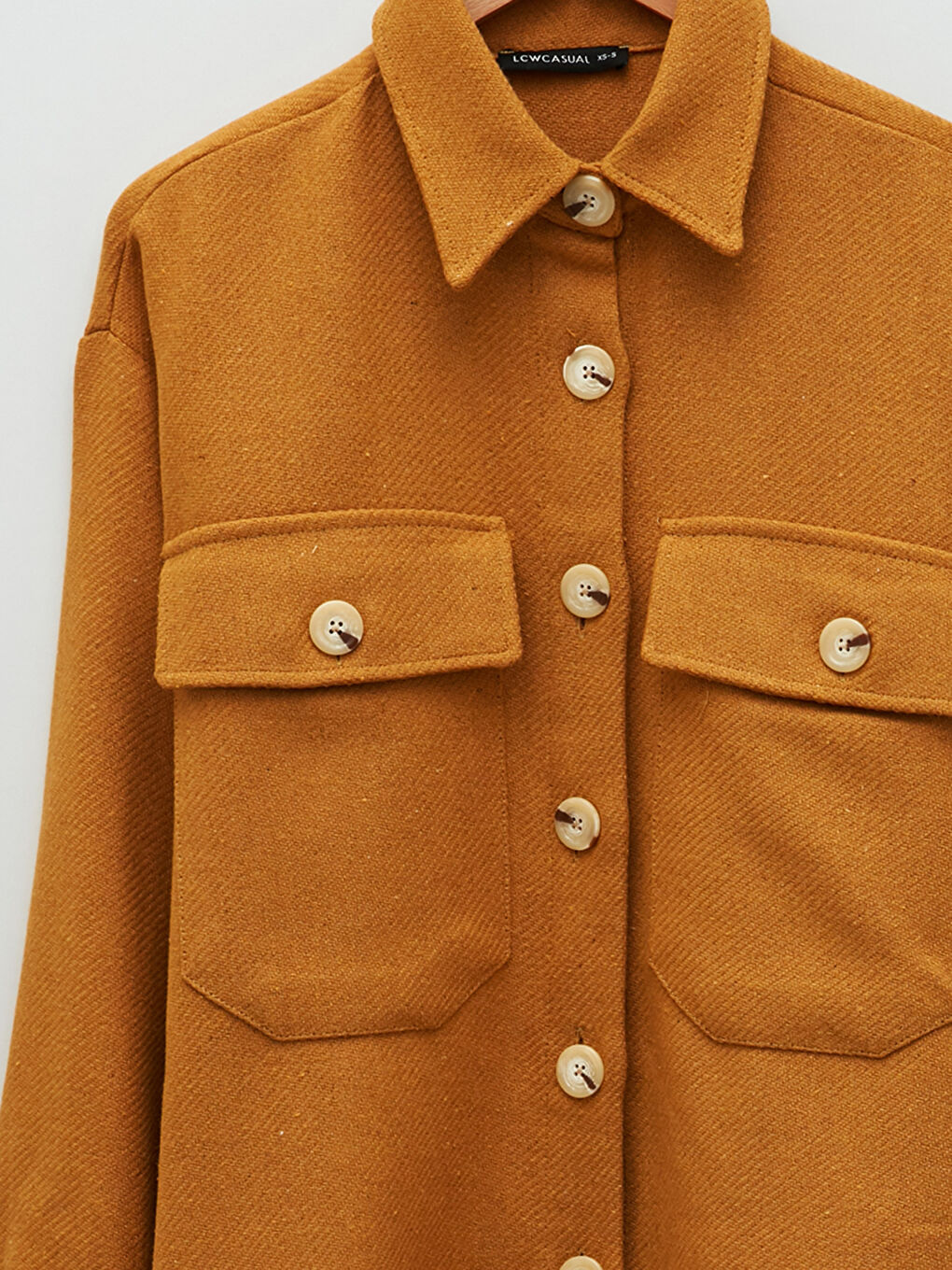 Sarı Önden Düğme Kapamalı Uzun Kollu Kadın Gömlek Ceket-8