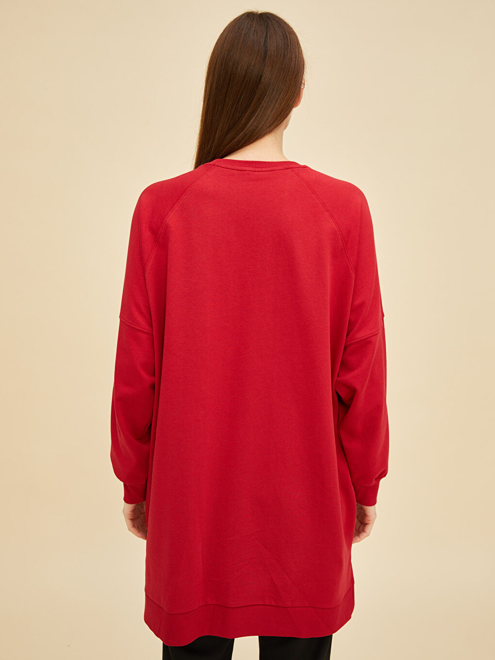 LCW Modest Crew Neck Embroidered Long Sleeve Women's Sweatshirt Tunic -W1G120Z8-RWY