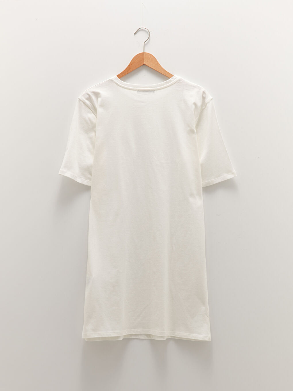 تونيك نسائي بكول مدور وكم قصير مطبوع من القطن-6