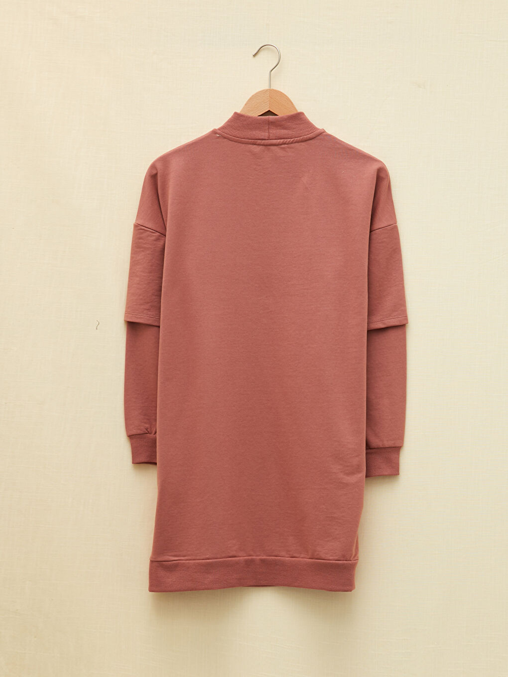 LCW Modest Pembe Bisiklet Yaka Baskılı Uzun Kollu Kadın Sweatshirt Tunik - 6