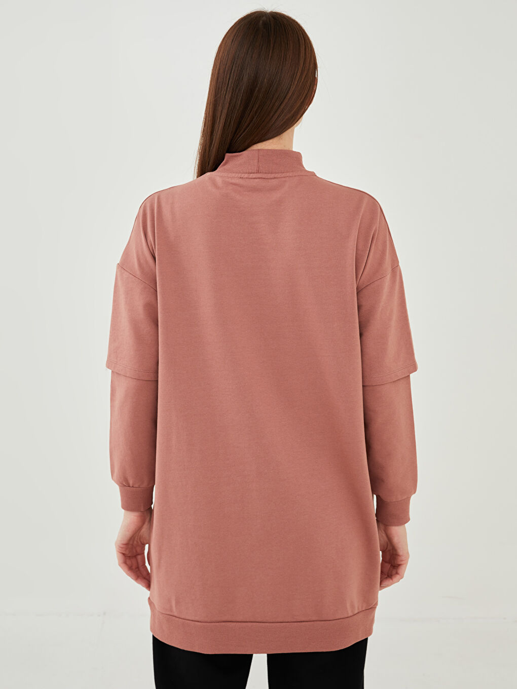 LCW Modest Pembe Bisiklet Yaka Baskılı Uzun Kollu Kadın Sweatshirt Tunik - 4