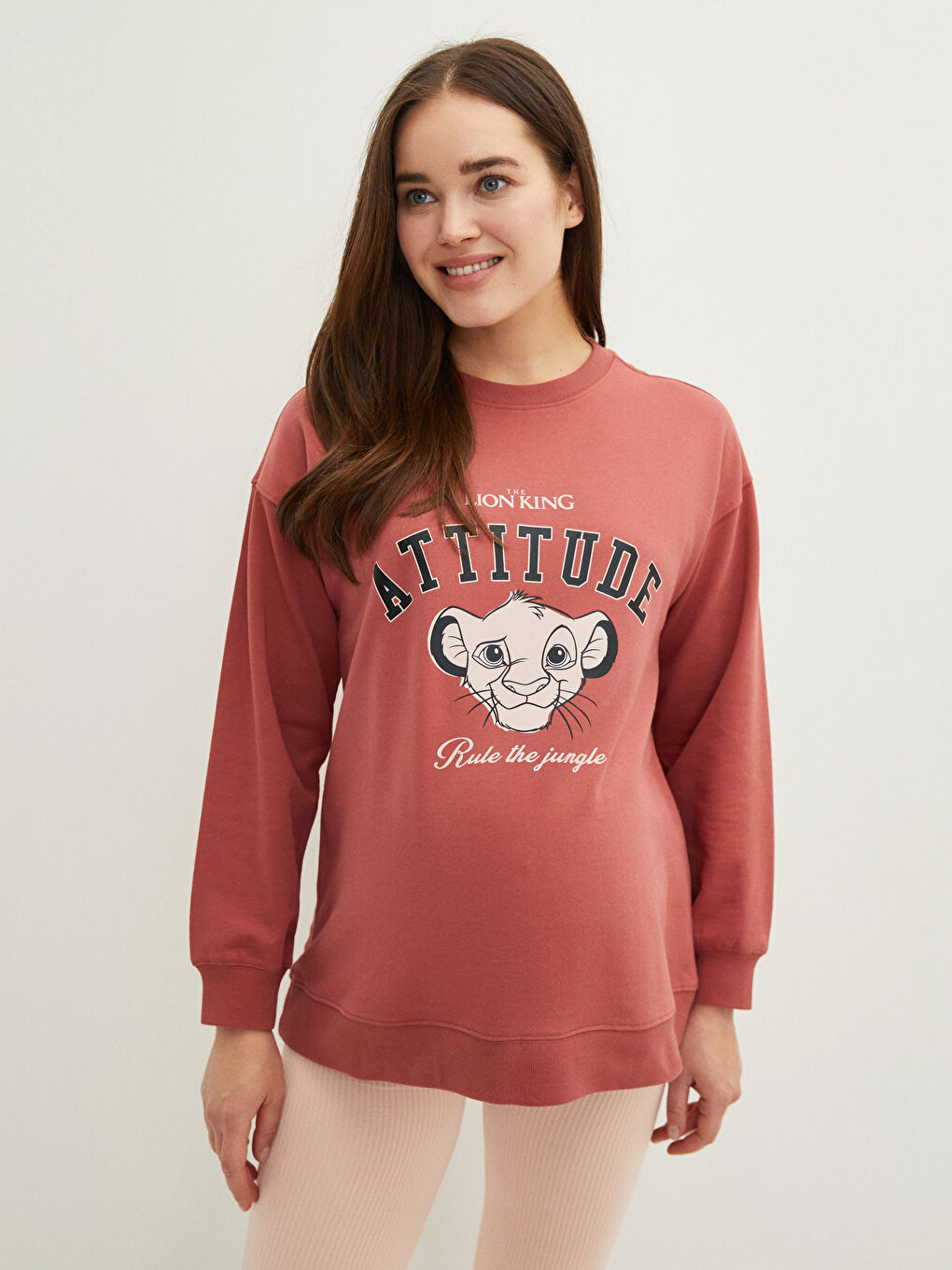 LCWAIKIKI Maternity Crew Neck The Lion King Printed Long Sleeve Maternity Sweatshirt -W1G134Z8-H2X