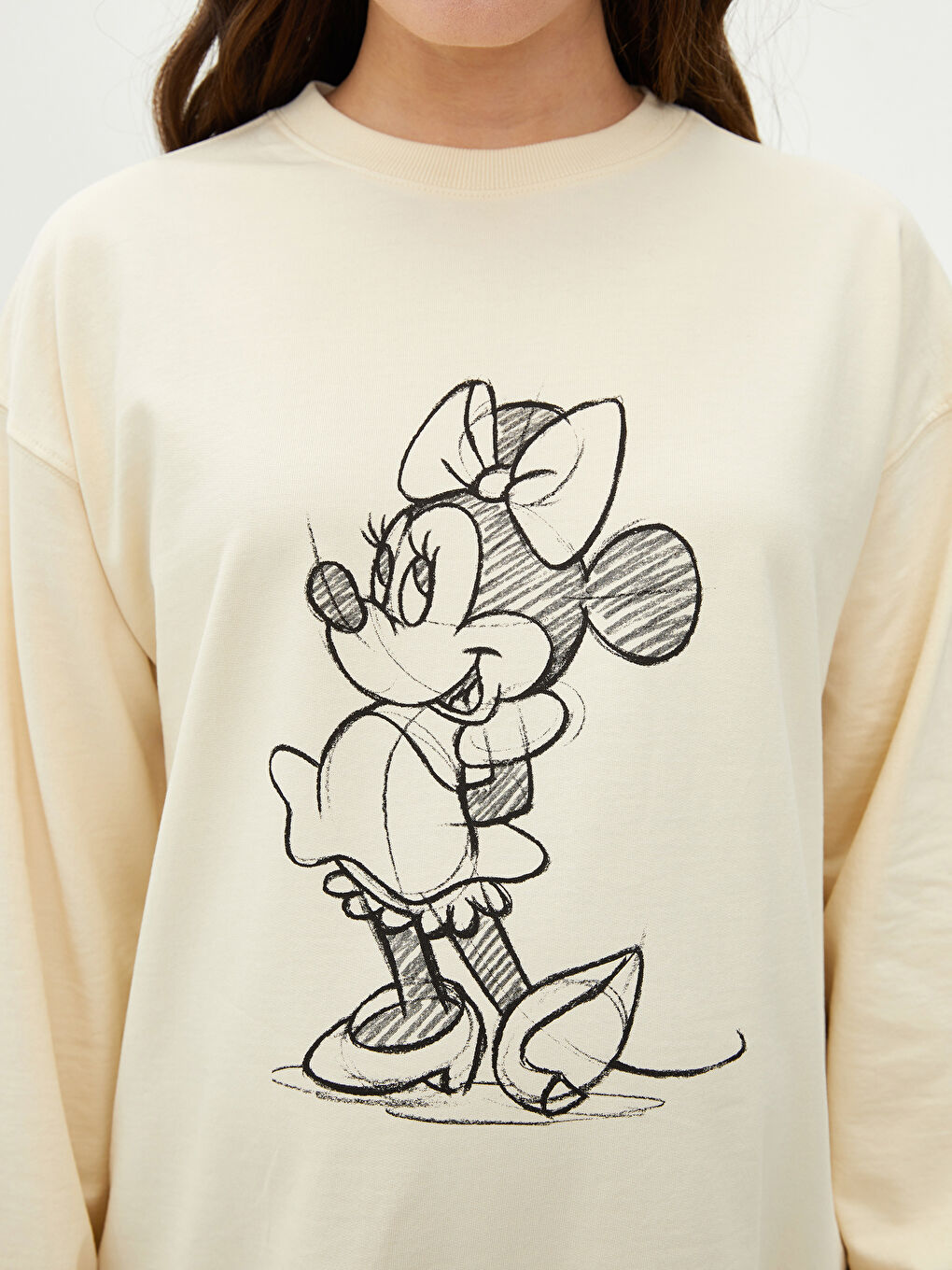 LCW Dukserica za trudnice sa okruglim izrezom, štampana Minnie Mouse, dugi rukav -W1G135Z8-FQB