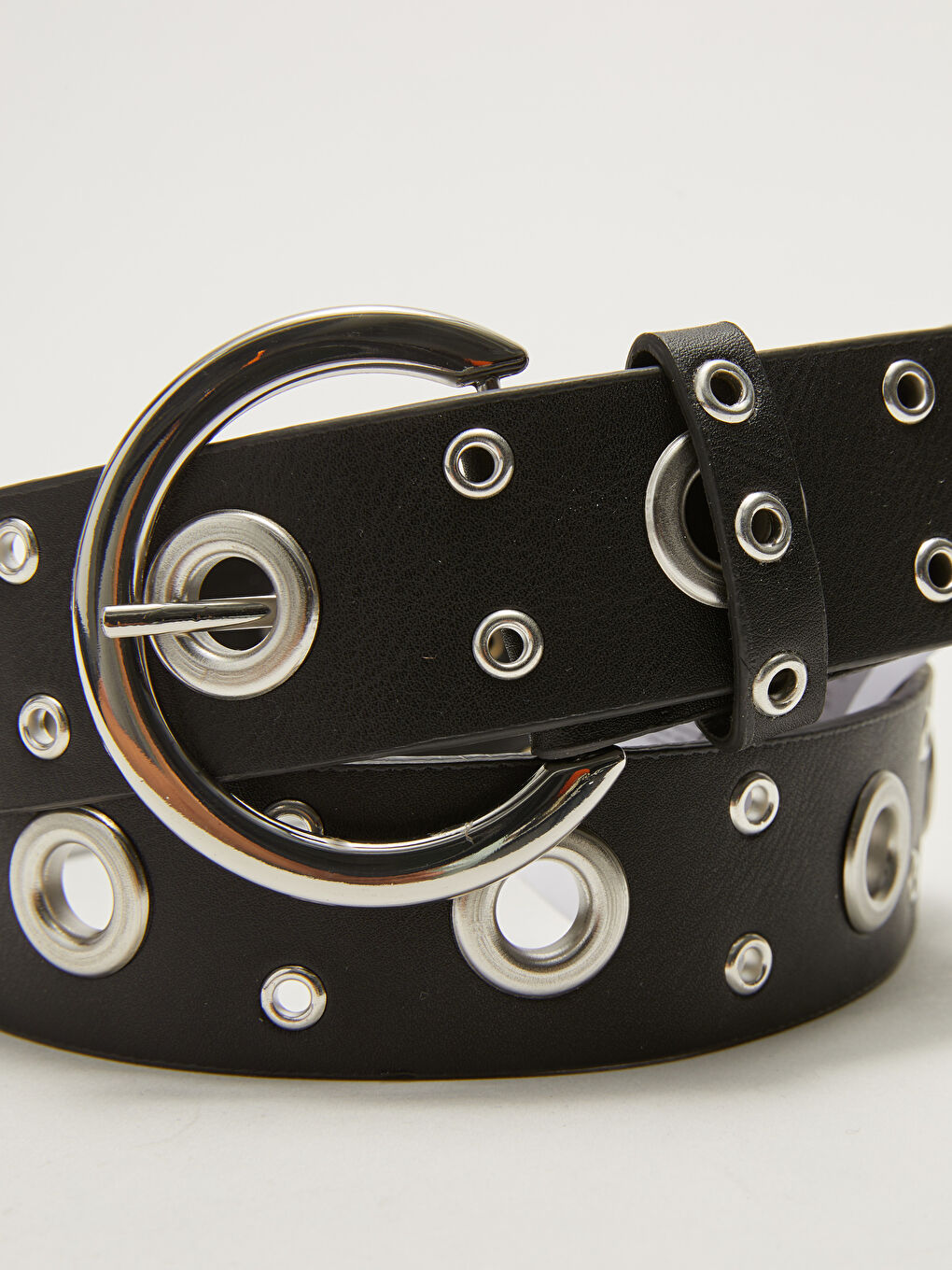 Leather Look Eyelet Detailed Women's Belt-1