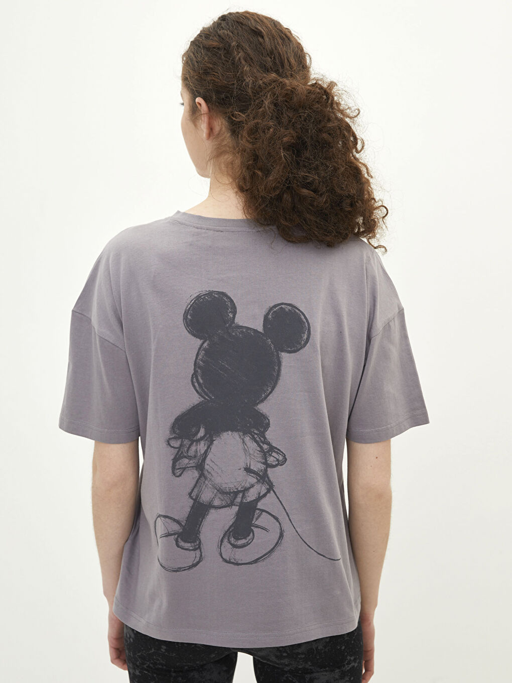 LCW Vision Rundhalsausschnitt Mickey Mouse Bedrucktes Kurzarm Baumwolle T-Shirt für Damen -W1G184Z8-GPL